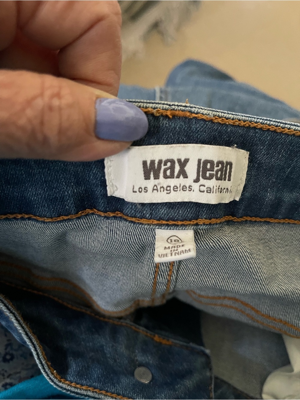 Wax Jean Blue Denim Jeans with Orange Stitching